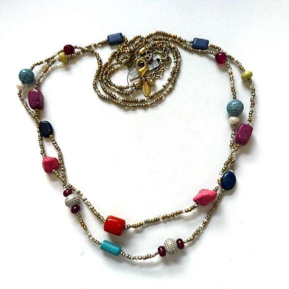 Chico’s double strand gold tone long beaded necklace NWT - Picture 2 of 10
